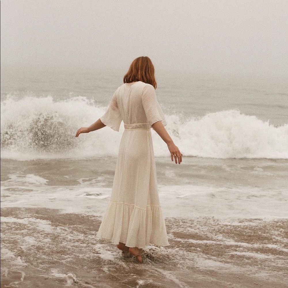 RADISH Layla cotton dress in Ivory as UK6/US0-2